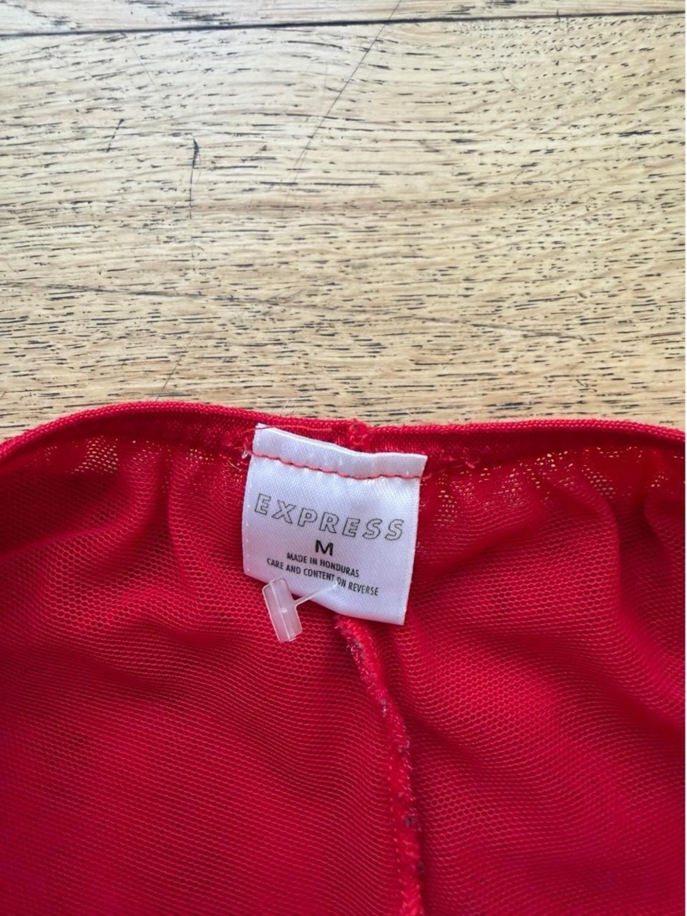 Express Bright Red Mesh Mini Shorts Ruffle Bottoms - Picture 4 of 6